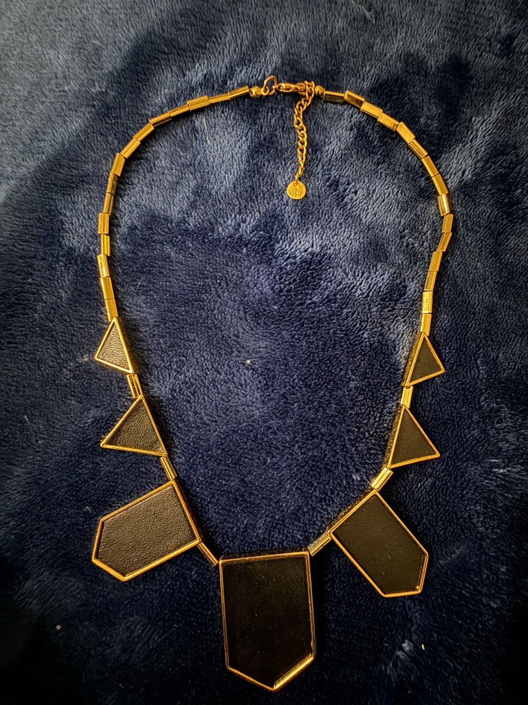 House Of Harlow 1960 Gold And Black Geometric Statement Necklace 40$